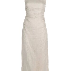 Faithfull the Brand Cream Ruched Strapless Gown